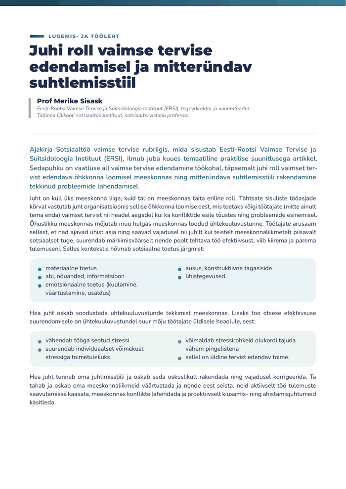 Juhi roll ja mitteründav suhtlemisstiil — eelvaade